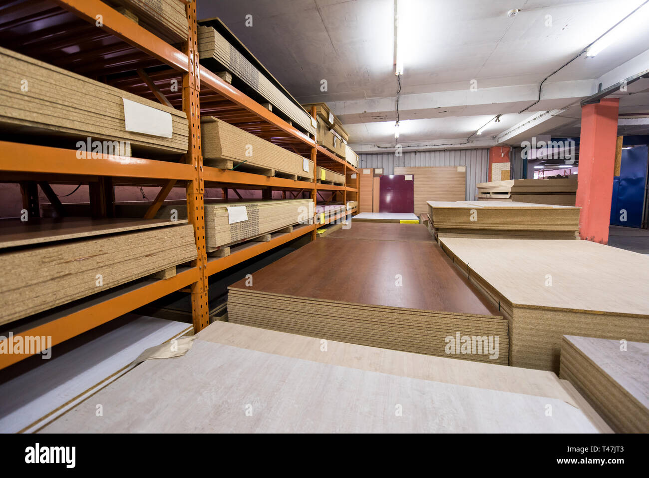 production Department of a big modern wooden furniture factory Stock