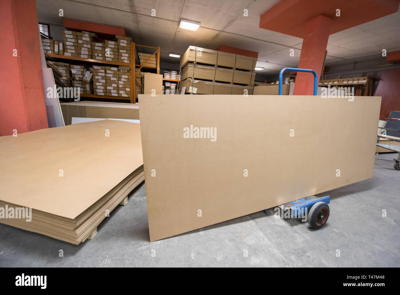 production Department of a big modern wooden furniture factory Stock