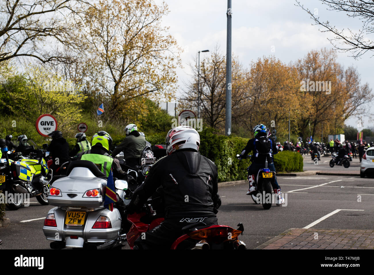 22000 motorbikes rode through London on 12th April 2019 to protest the prosecution of Soldier F for Bloody Sunday Stock Photo