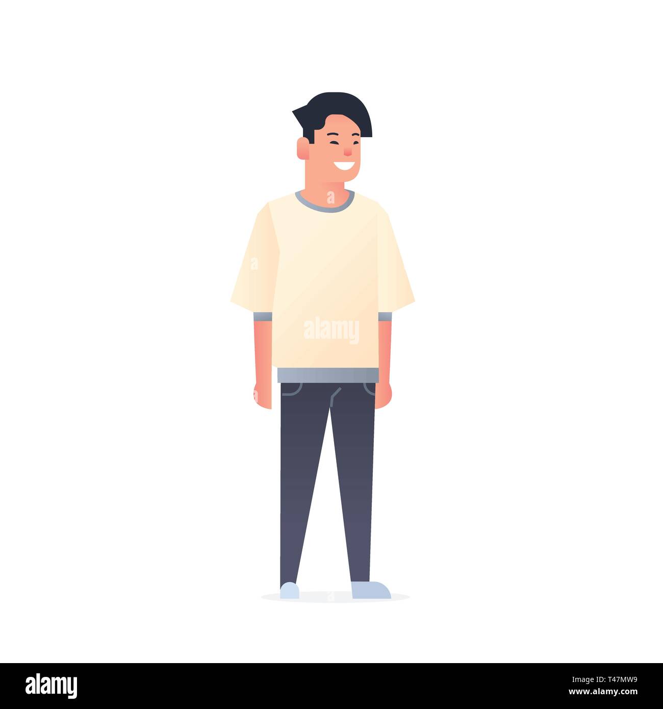 young asian guy wearing casual clothes happy attractive man standing pose  chinese or japanese male cartoon character full length flat white  background Stock Vector Image & Art - Alamy