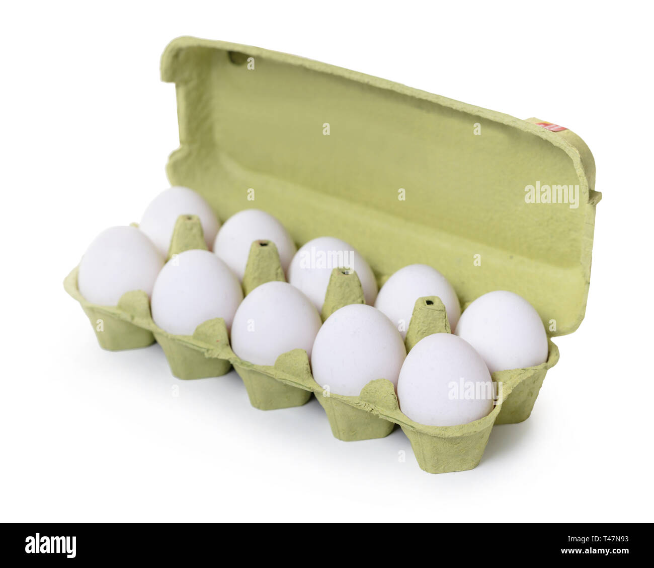 chicken eggs in the package on a white isolated background Stock Photo ...