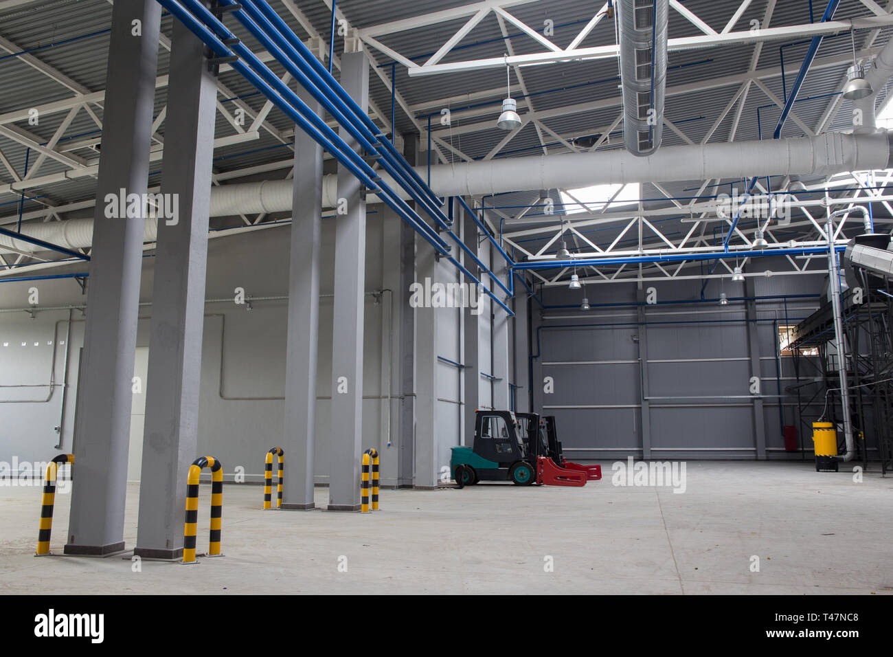 Internal space of the waste sorting plant. Recycling and storage of waste for further disposal. Stock Photo