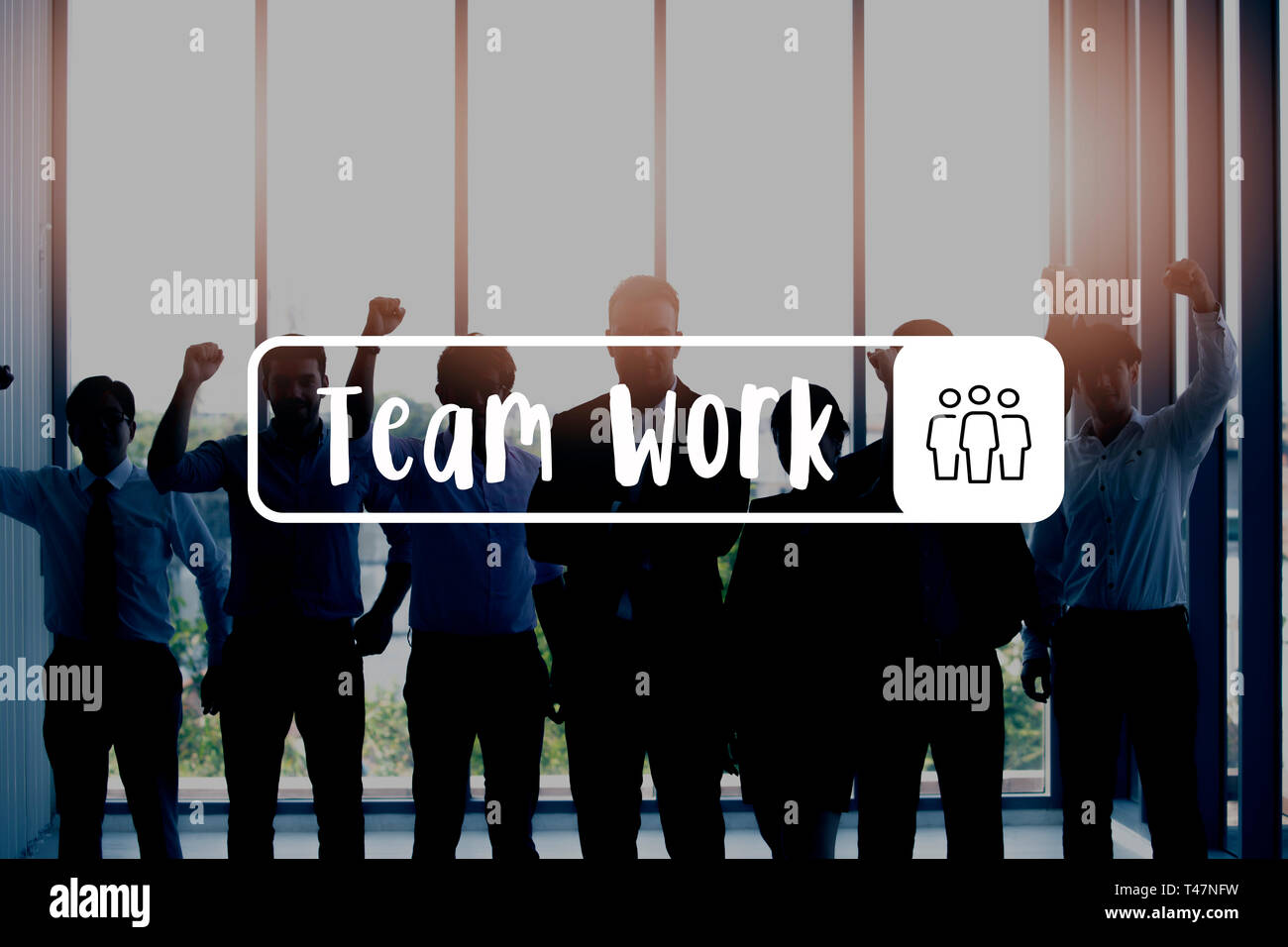 Group of business people with arms crossed in office with Team Work