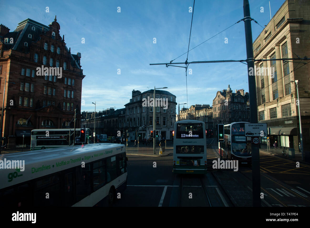 Lothian buses on Shandwick place, Edinburgh. Stock Photo