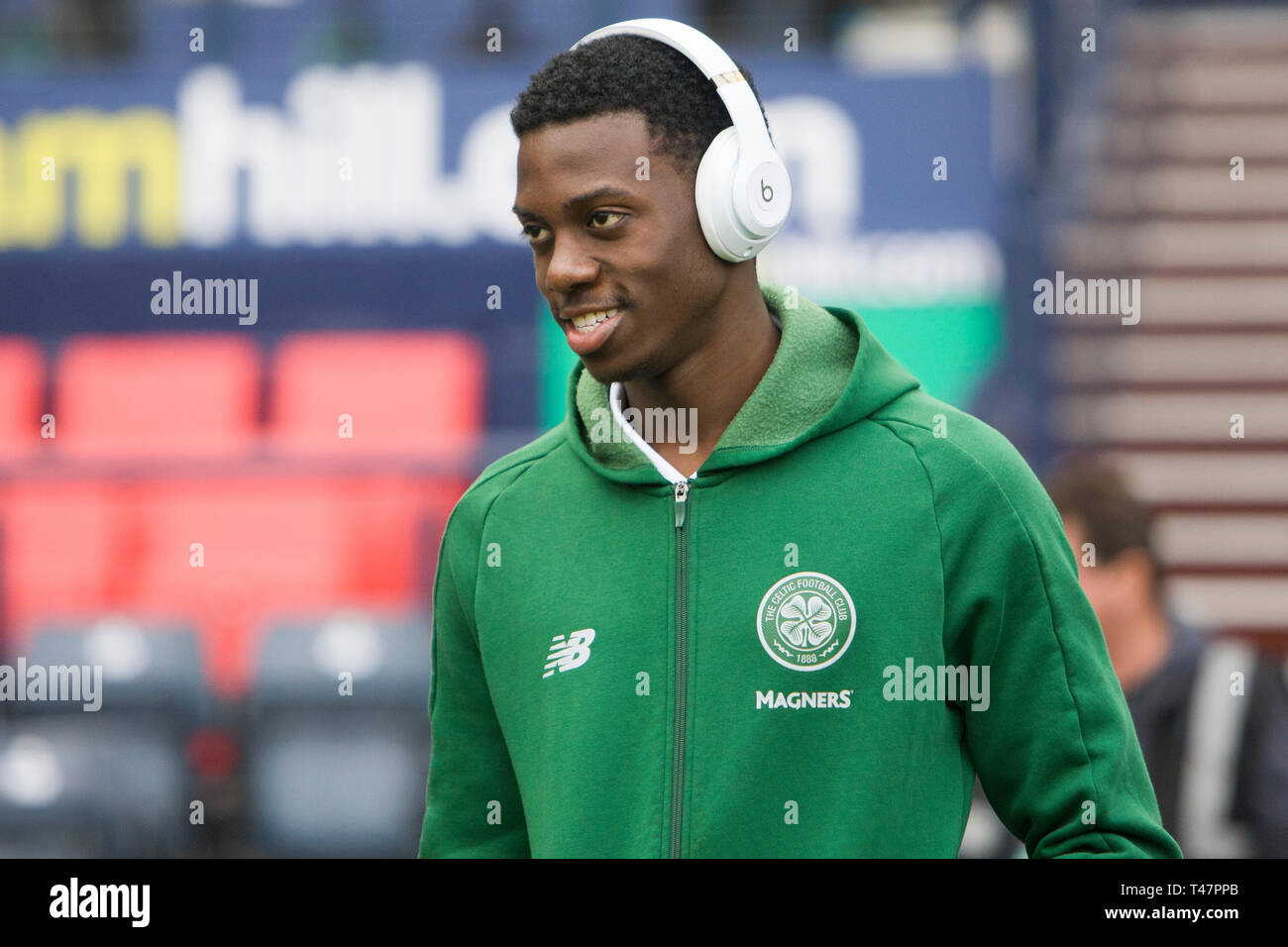 Glasgow, Scotland -April 14 2019. Timothy Weah of Celtic prier to the William Hill Scottish Cup semi final between Celtic and Aberdeen at Hampden Park Stock Photo