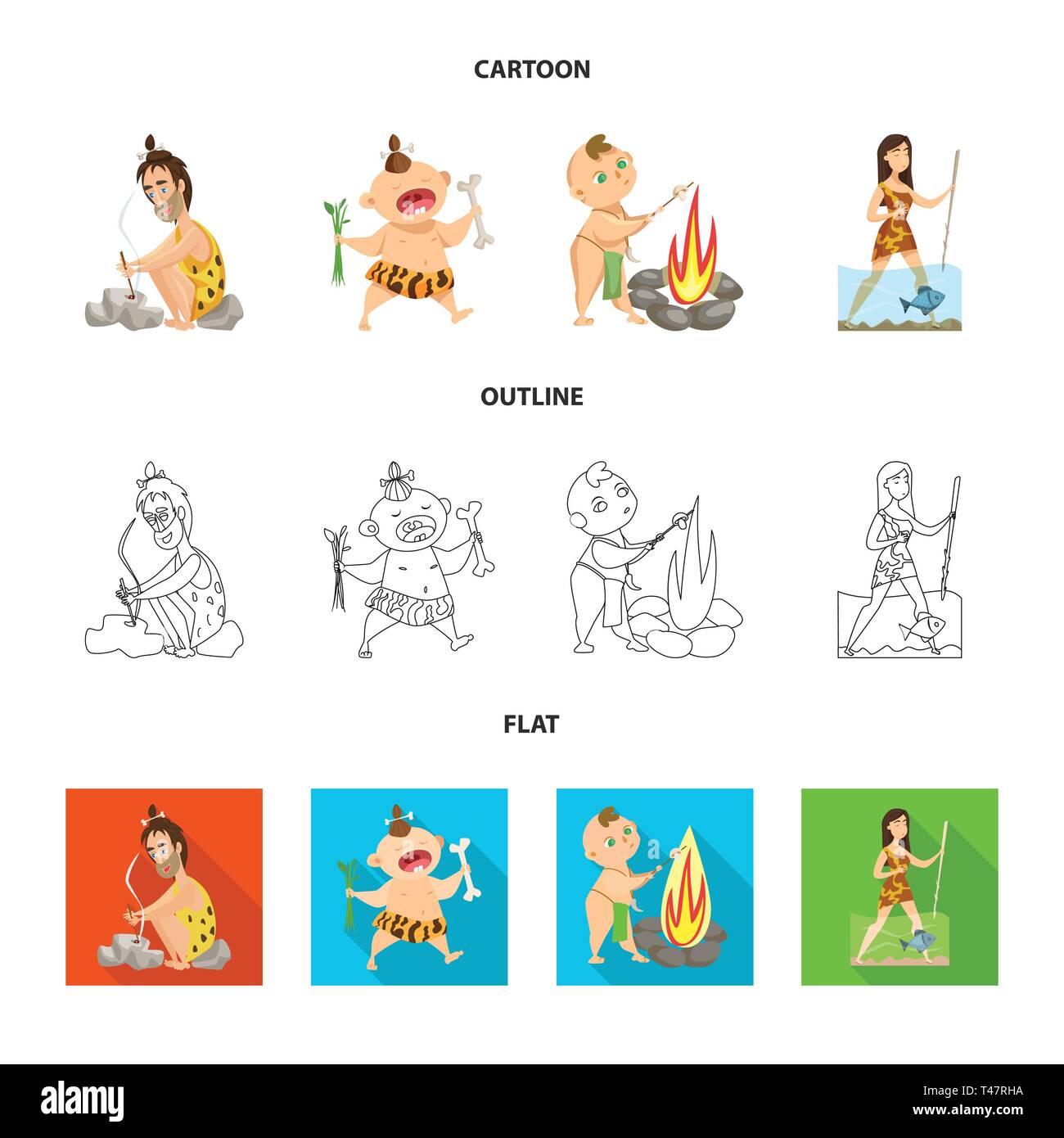 Isolated object of evolution and prehistory icon. Set of evolution and ...