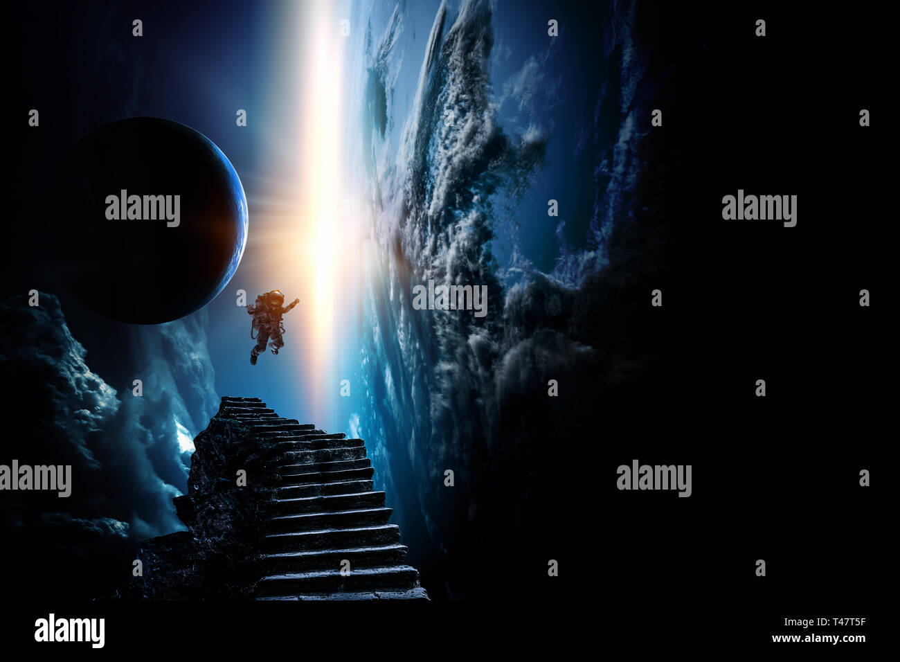Abstract planets and space background Stock Photo - Alamy