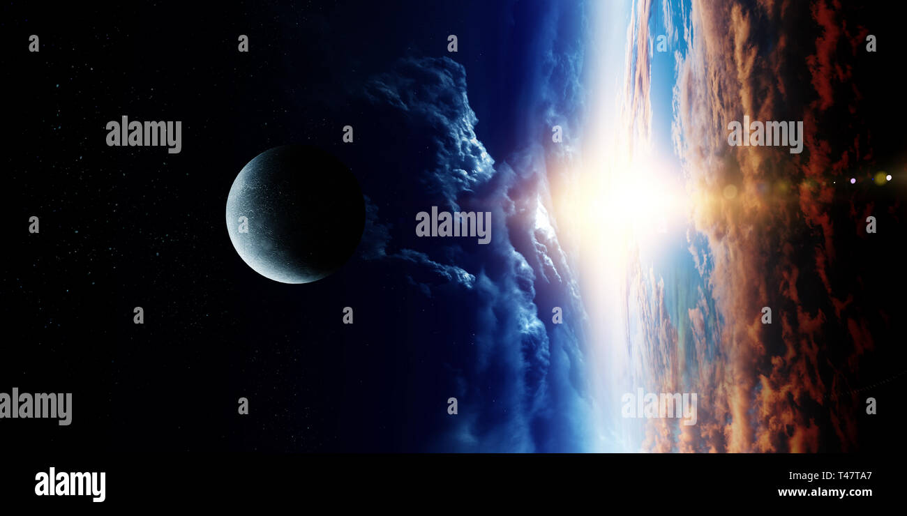 Abstract planets and space background Stock Photo - Alamy