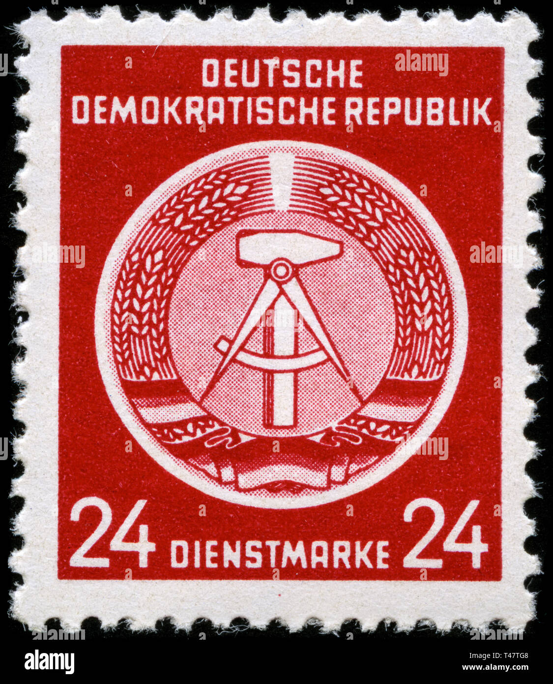 Postage stamp from East Germany (DDR)  in the Hammer and Compass (Offset) series issued in 1954 Stock Photo