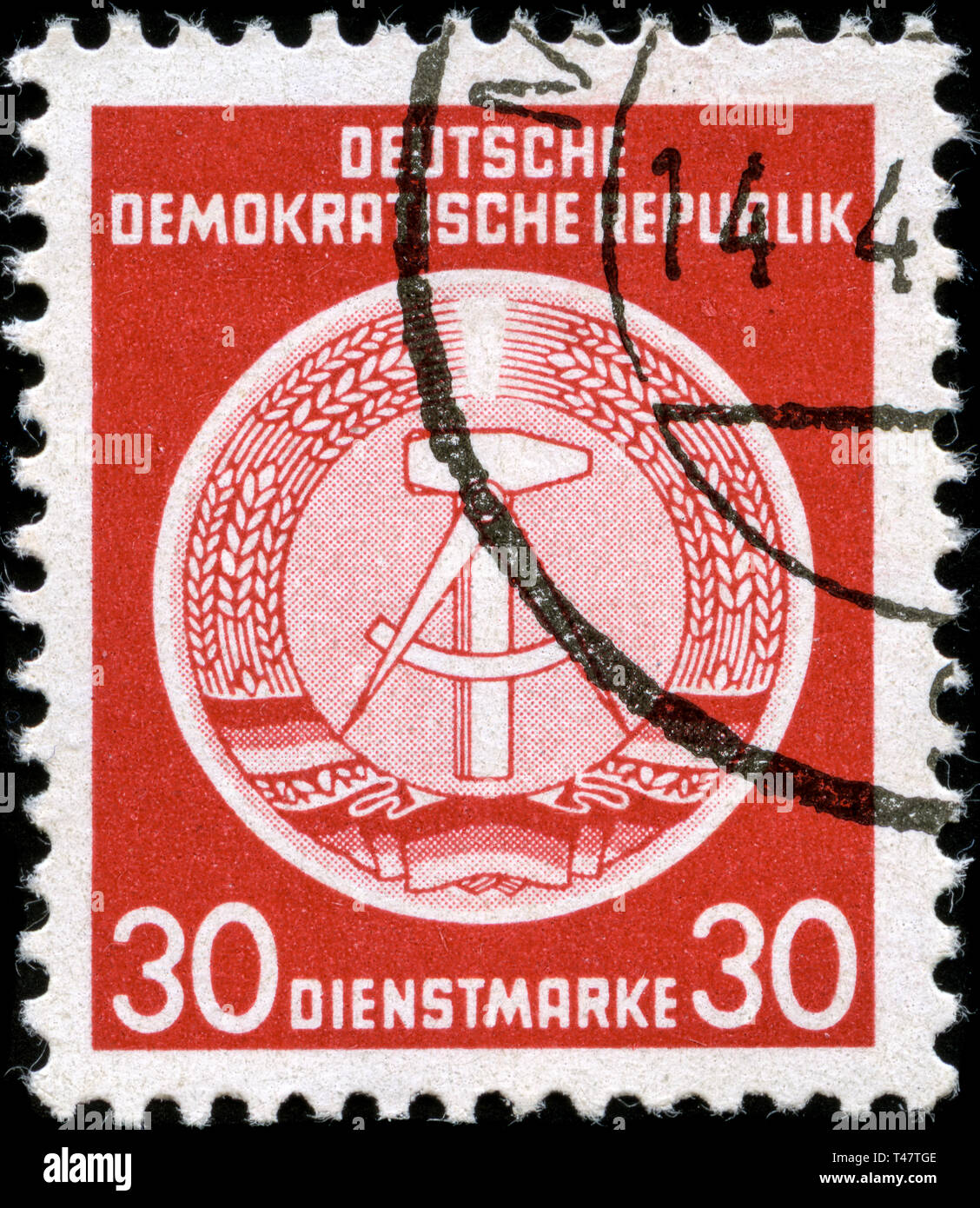 Postage stamp from East Germany (DDR)  in the Hammer and Compass (Offset) series issued in 1957 Stock Photo