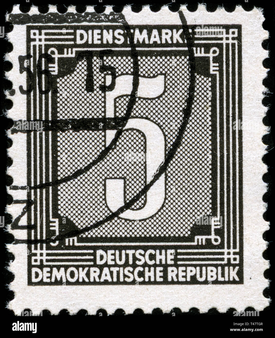 Postage stamp from East Germany (DDR)  in the Digits series issued in 1956 Stock Photo