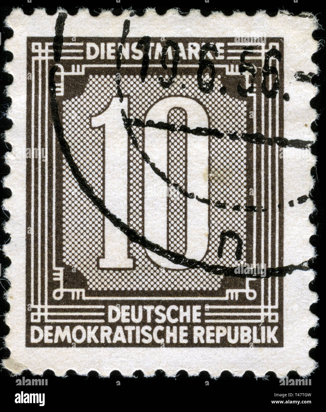 Postage stamp from East Germany (DDR)  in the Digits series issued in 1956 Stock Photo