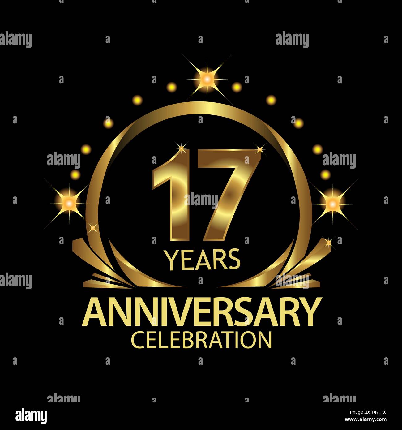 Seventeen Years Anniversary Golden Anniversary Template Design For Web Game Creative Poster Booklet Leaflet Flyer Magazine Invitation Card Stock Vector Image Art Alamy