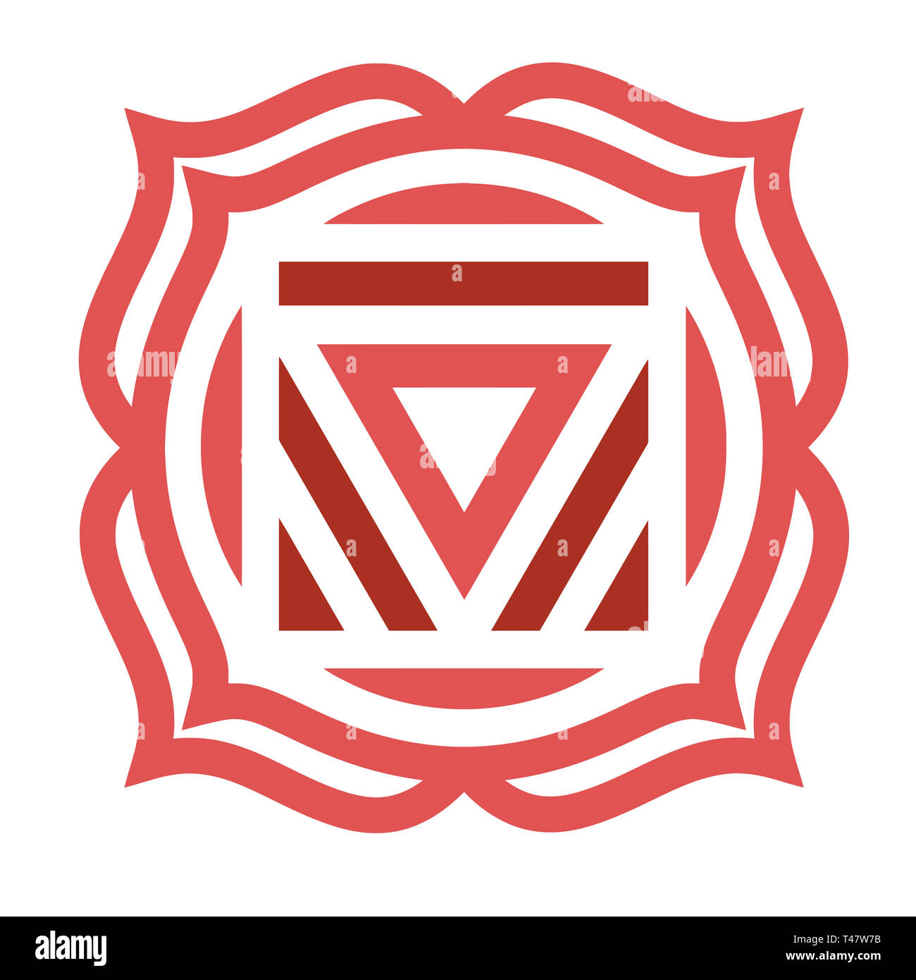 red muladhara chakra root mandala spiritual sacred illustration shape esoteric Stock Photo