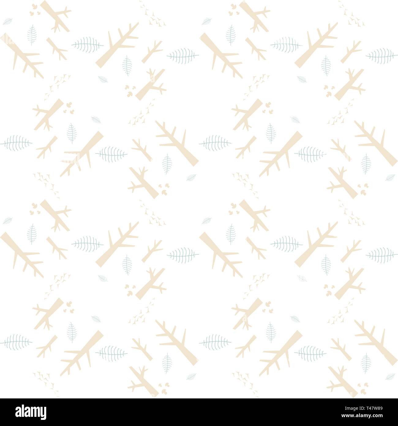 Vector seamless pattern with nature elements on a white background Stock Vector