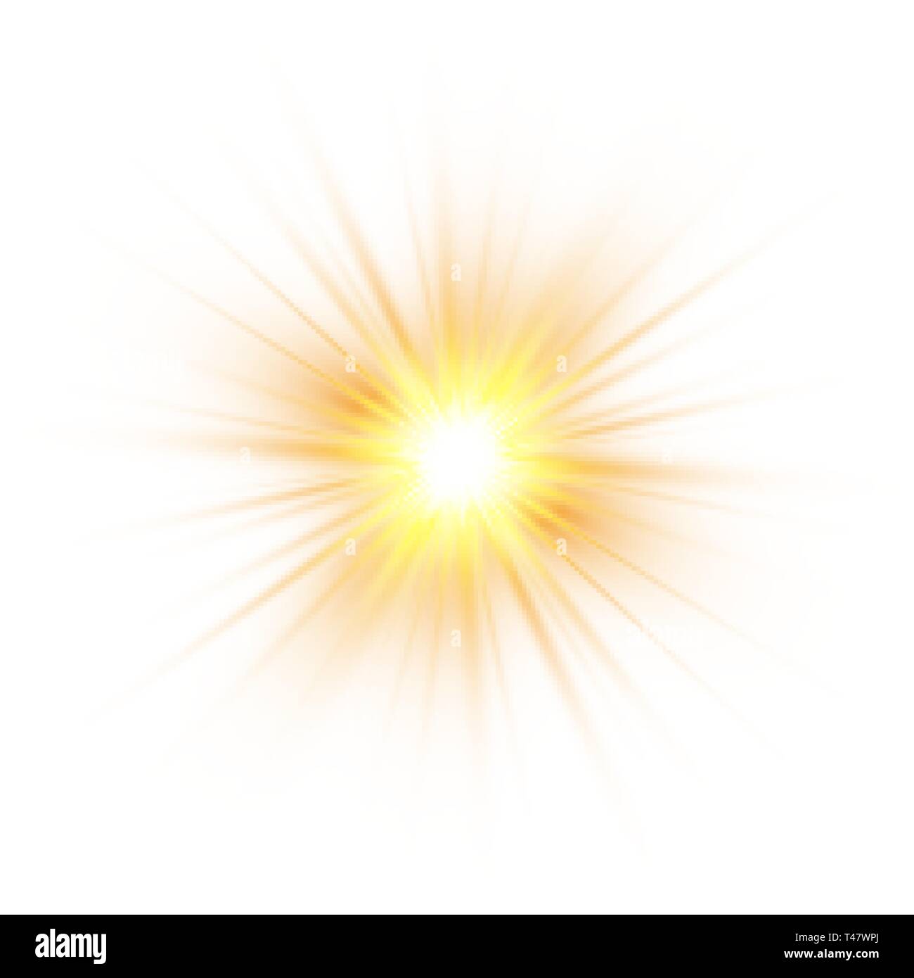 Glow light effect, explosion, glitter, spark, sun flash. Vector illustration. Stock Vector