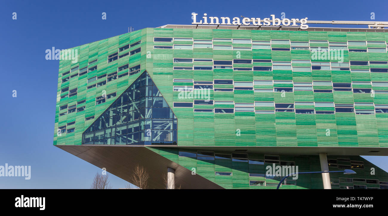 Panorama of the Linnaeusborg building at campus of the Groningen university in The Netherlands Stock Photo