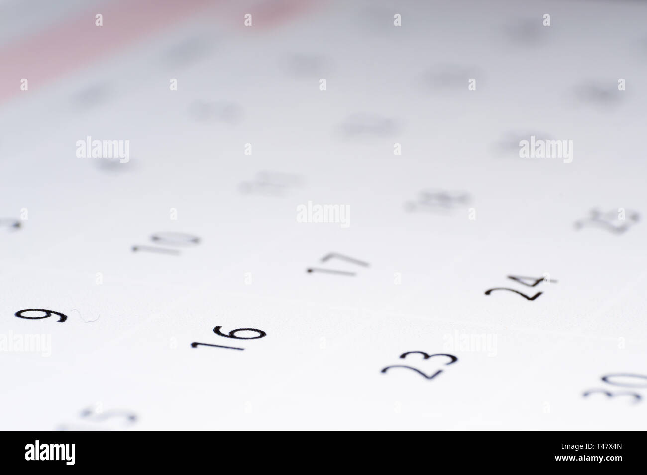 random numbers on abstract calendar Stock Photo Alamy