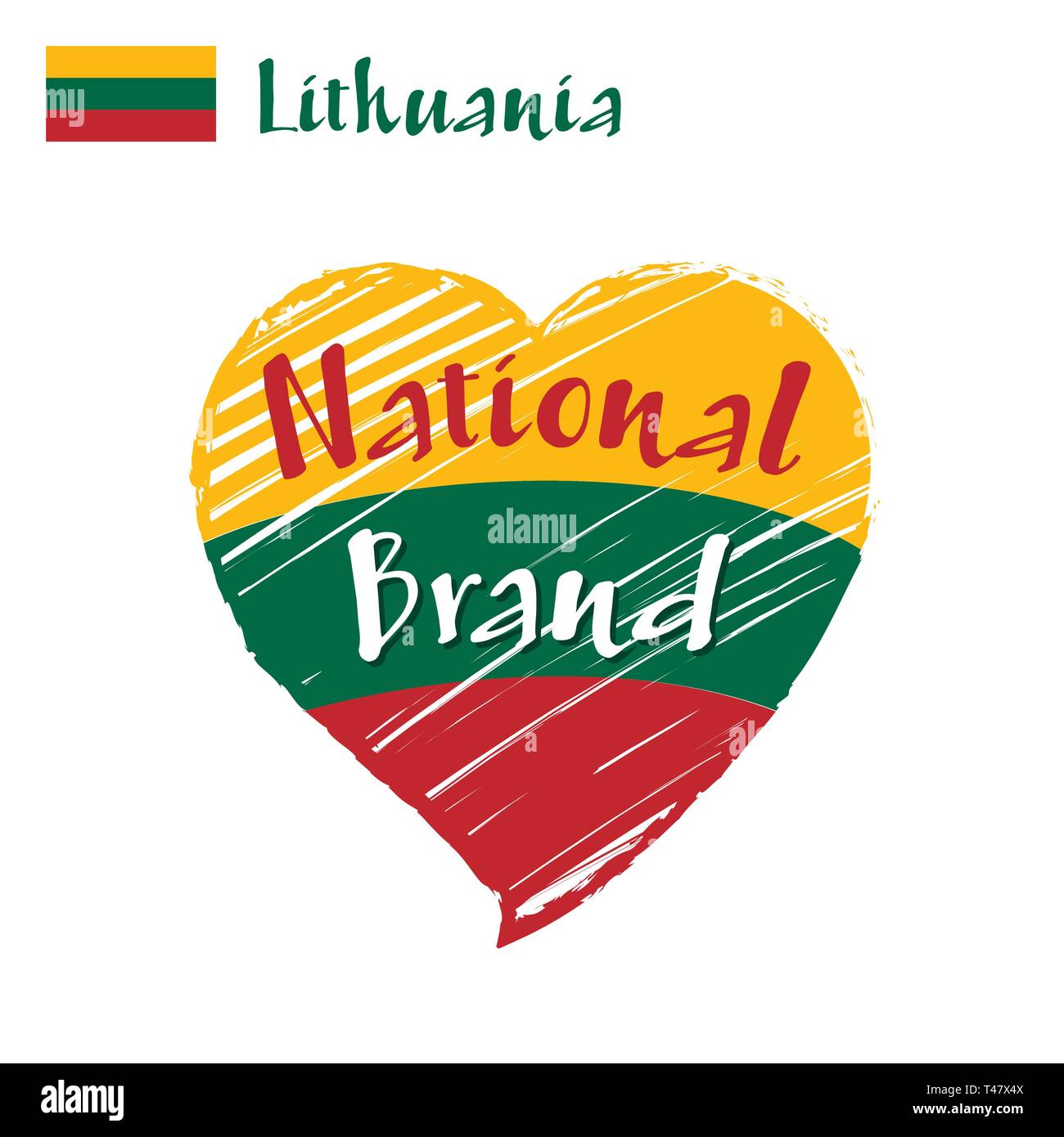Vector flag heart of Lithuania, National Brand. Stock Vector