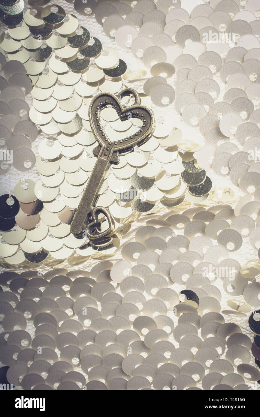 Heart shaped retro metal key on bright background Stock Photo - Alamy