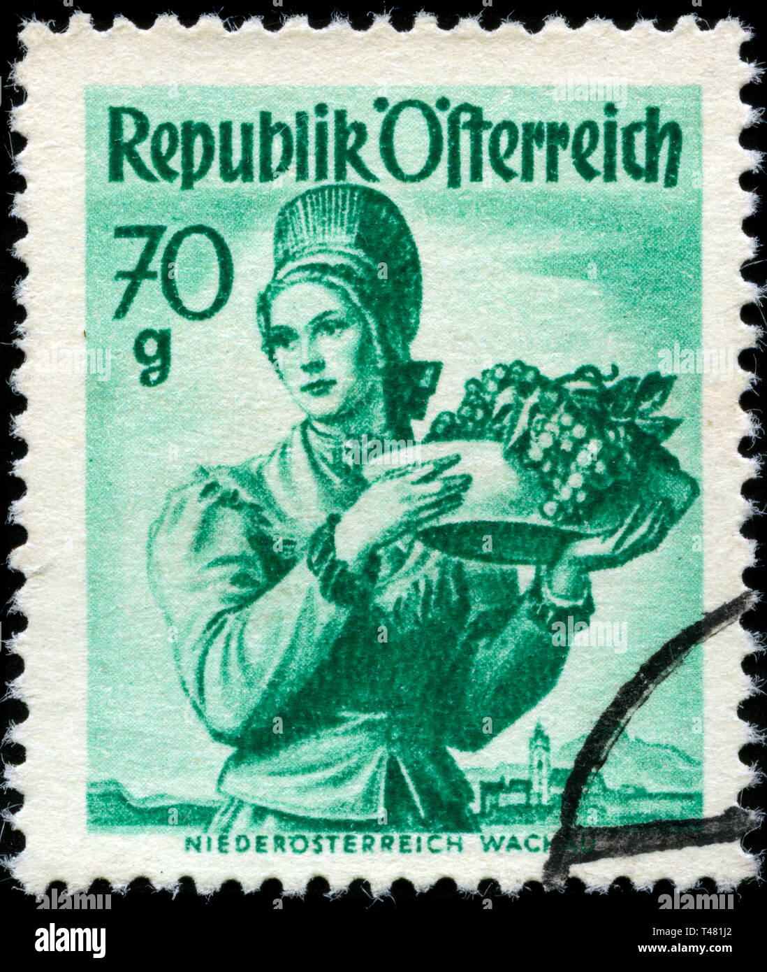 Postage stamp from Austria in the Provincial Costumes 1948/58 series issued in 1949 Stock Photo