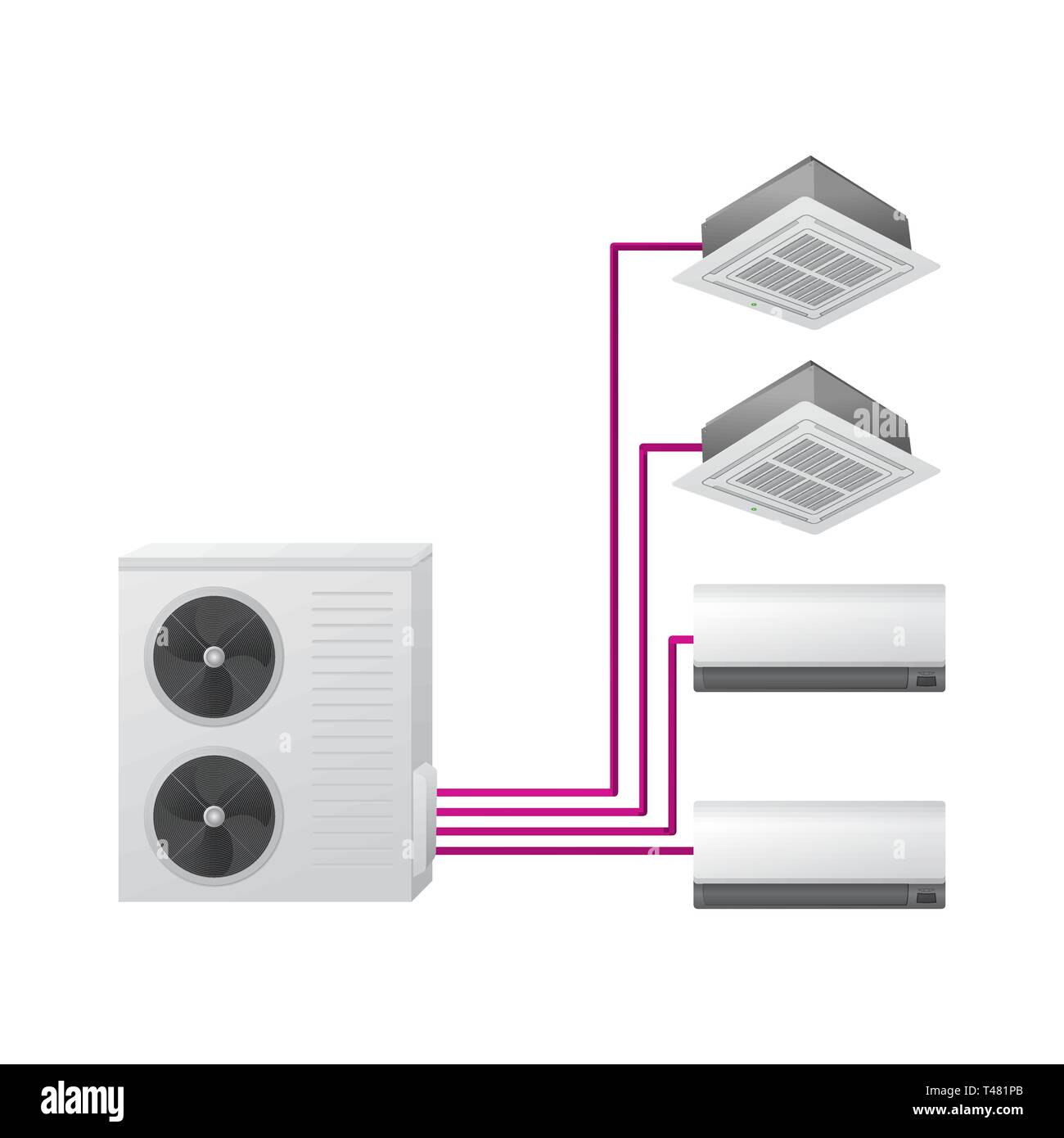 Air Conditioning Vector Illustration Multi Split System