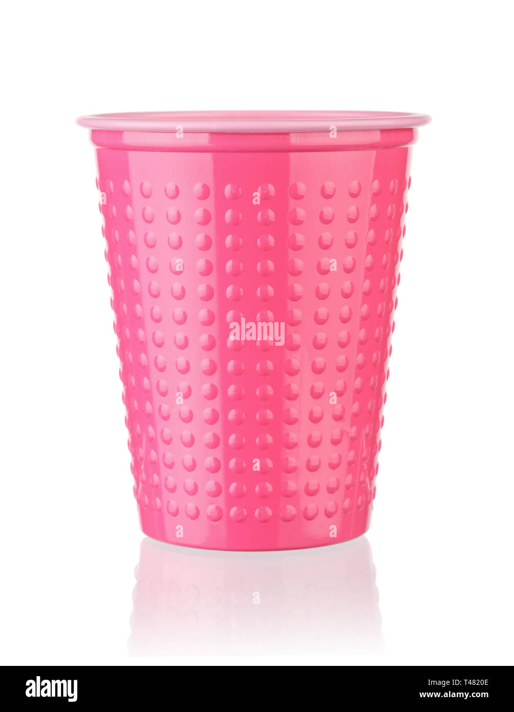 Empty pink plastic glass isolated on white background Stock Photo - Alamy