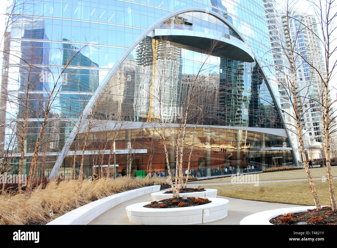 The lobby and park in front of 444 West lake street in Chicago, IL Stock Photo