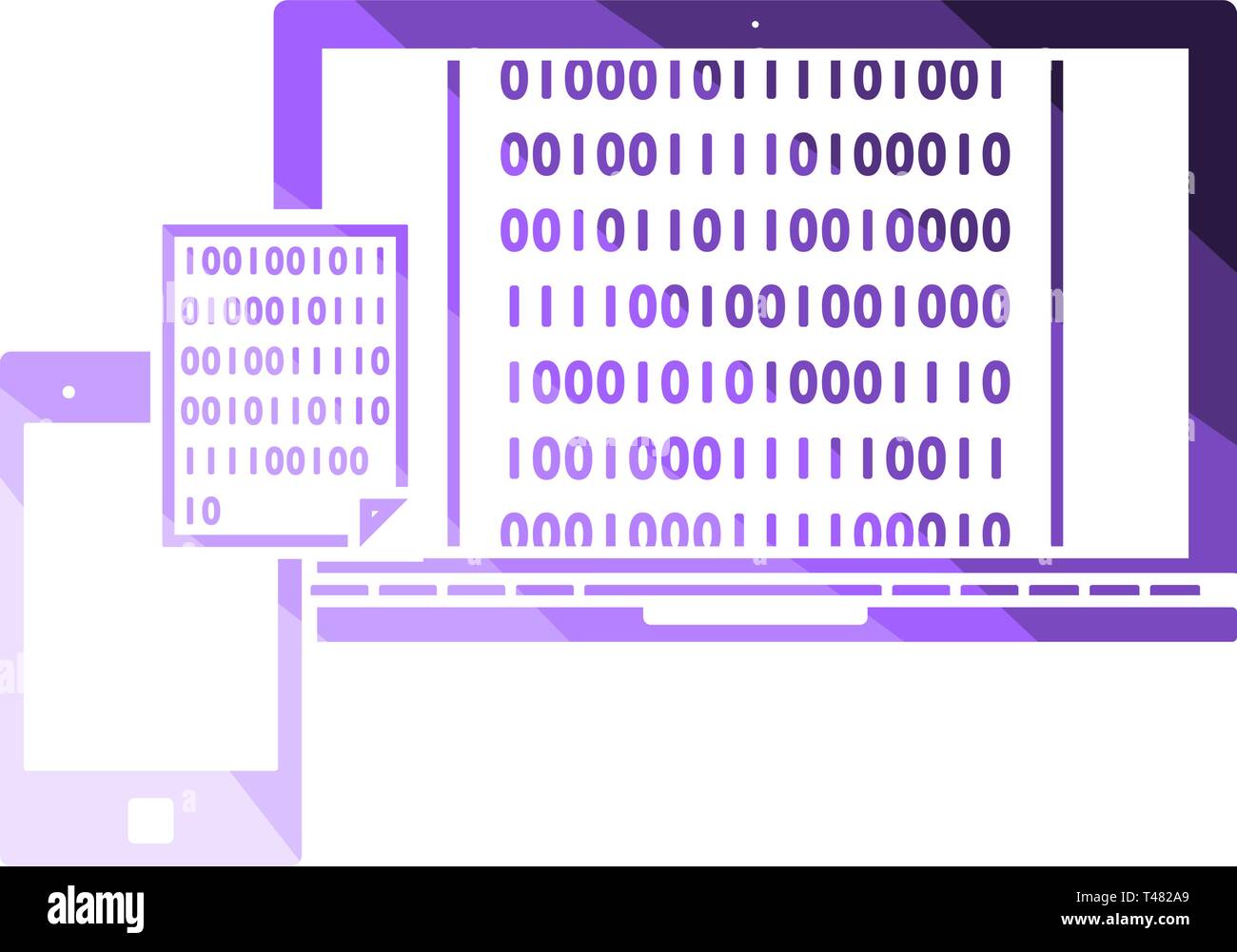 Exchanging Data Icon. Flat Color Ladder Design. Vector Illustration. Stock Vector