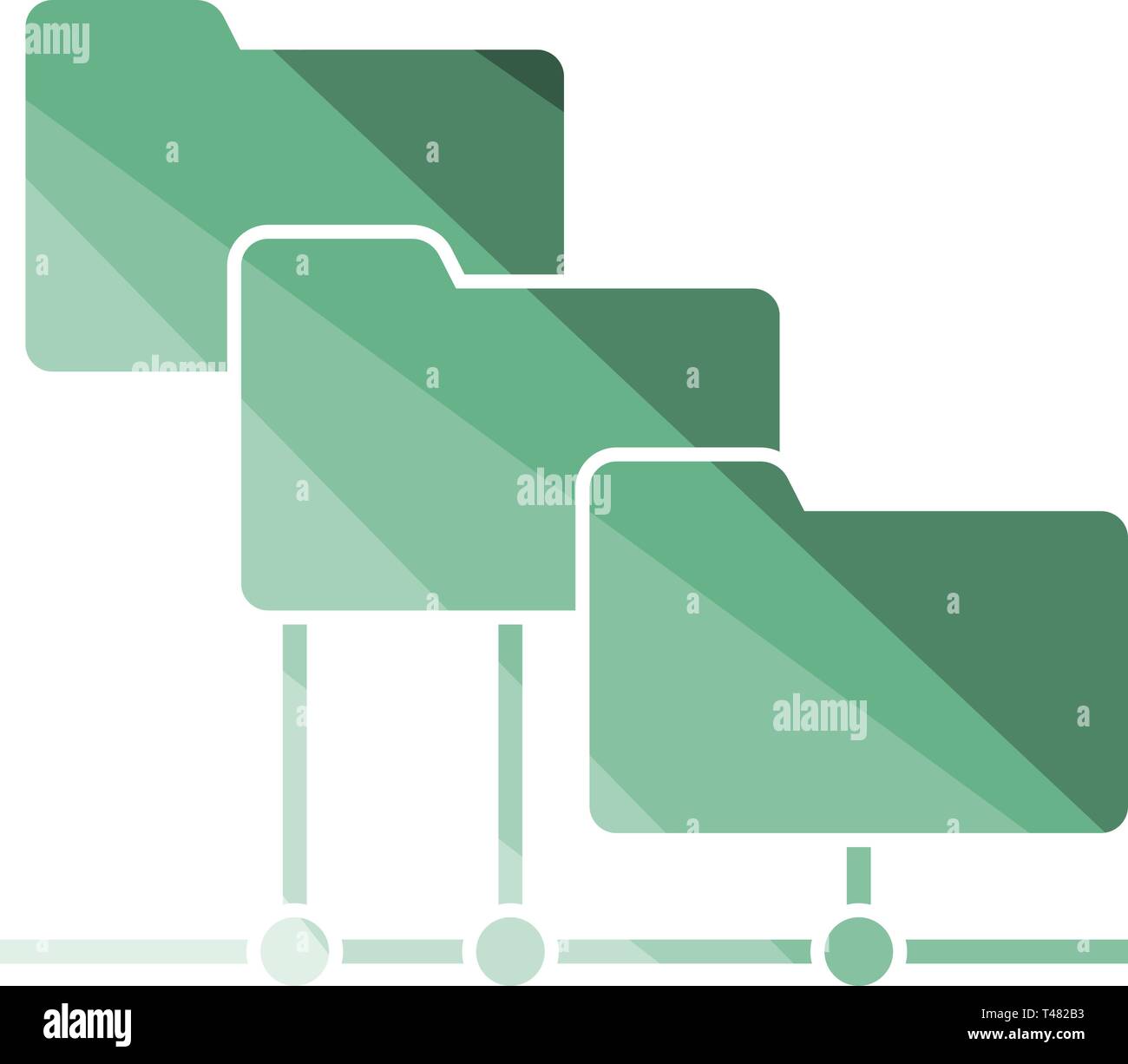 Folder Network Icon. Flat Color Ladder Design. Vector Illustration. Stock Vector