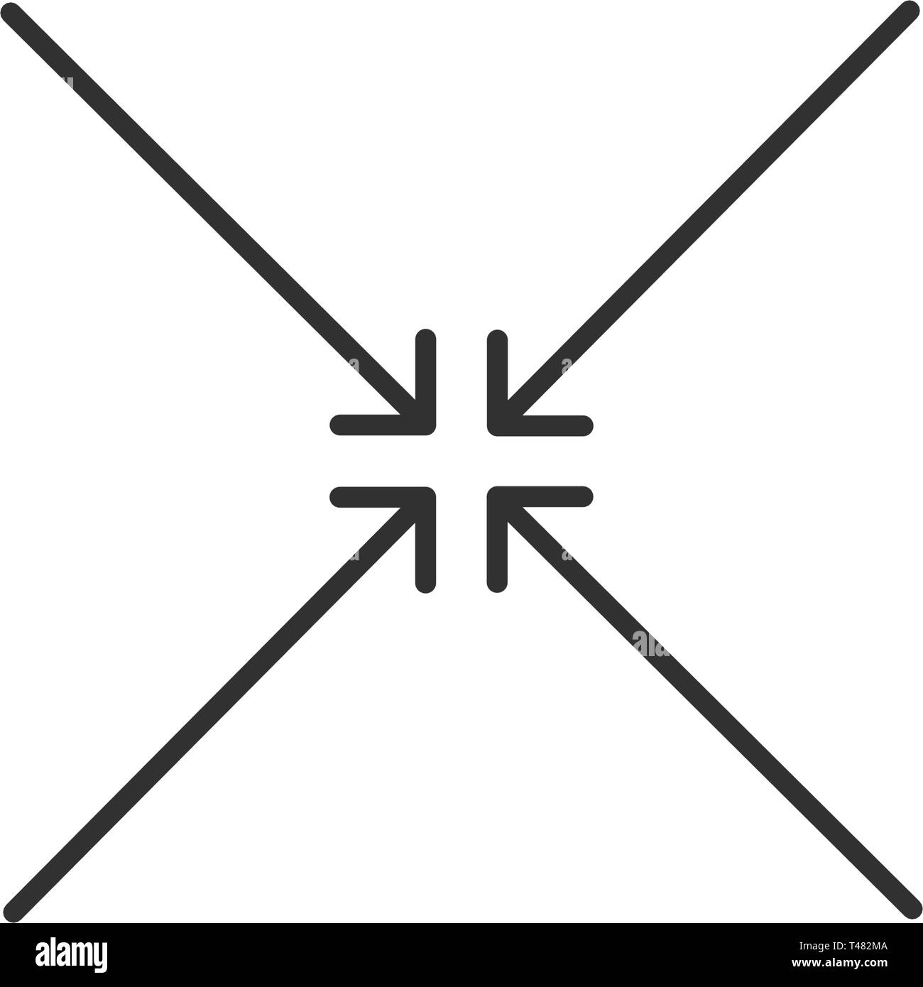 four black squared arrows point to the center. Meeting point. Merge
