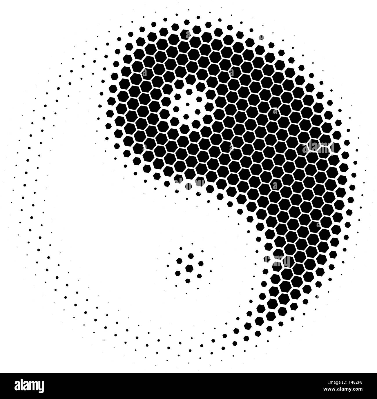 Halftone hexagonal Yin Yang icon. Vector illustration isolated on white background Stock Vector