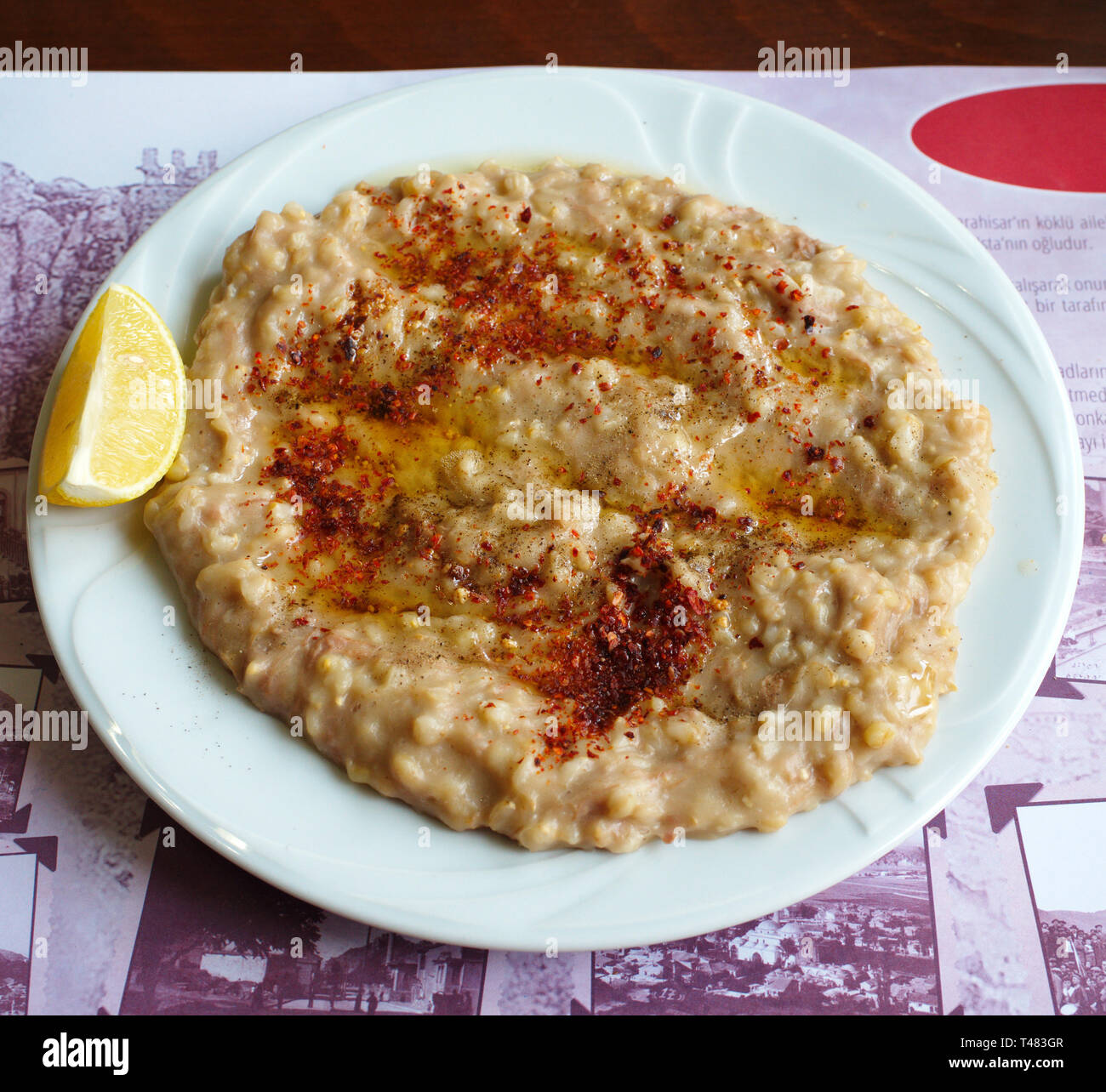 'keşkek' . a traditional Turkish dish made of wheat, chickpeas, beans and meat. It is usually made at weddings and feasts Stock Photo