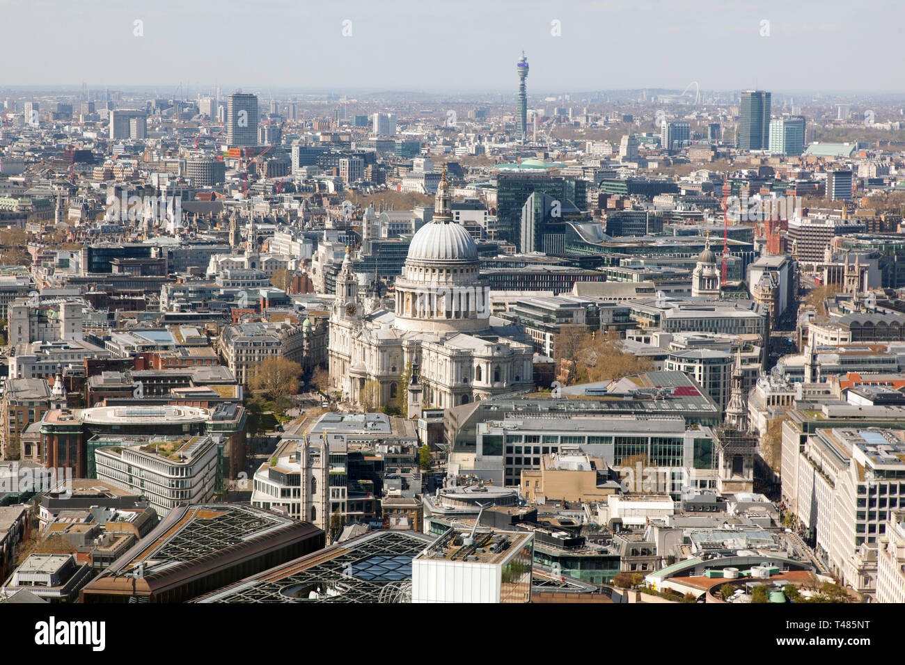 St Paul's cathedral photographed from the Sky Garden, 20 Fenchurch Street, London, England, United Kingdom. Stock Photo
