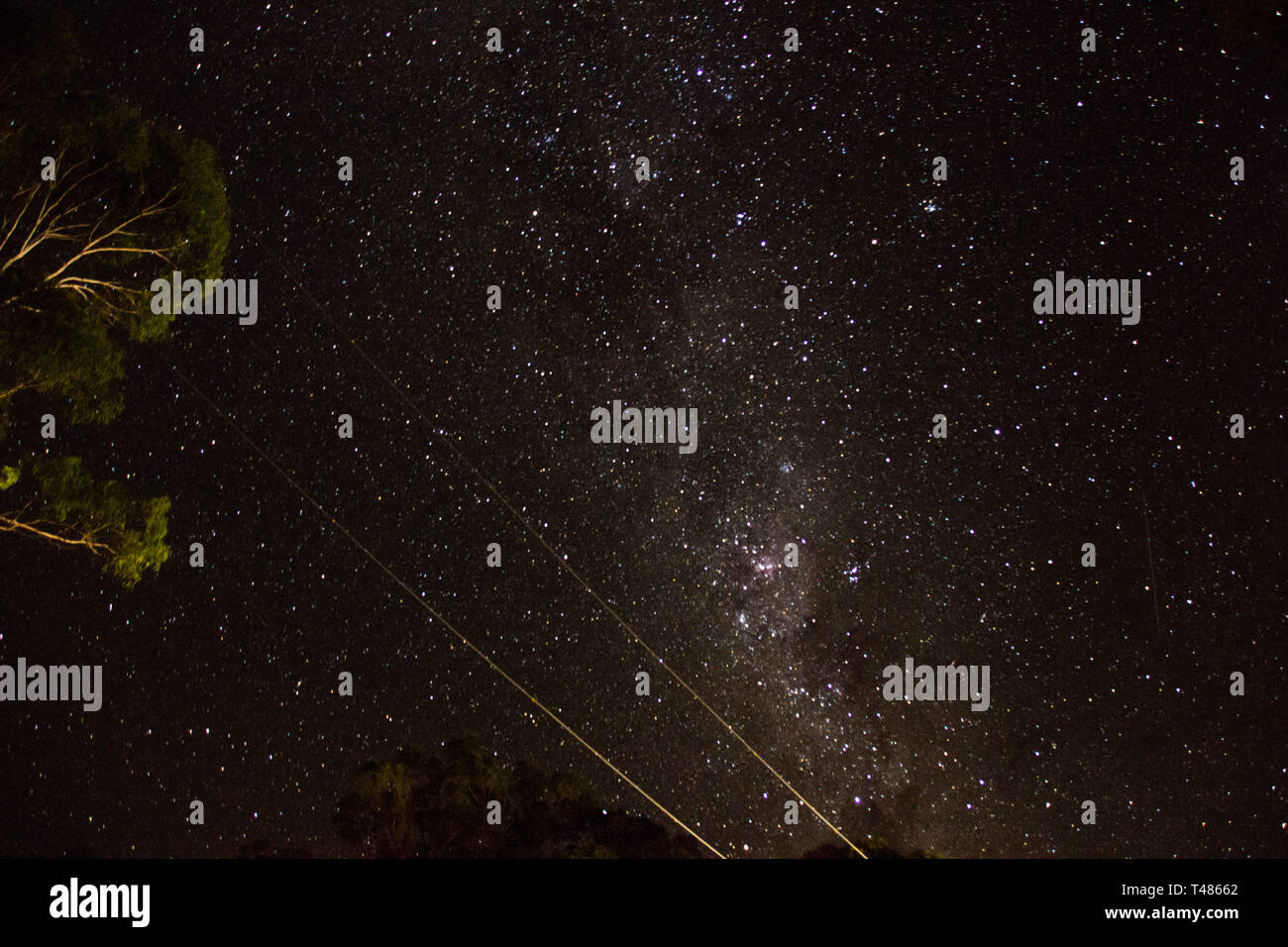 Spangled sky over Australia by night showing Stars and milkyway Stock Photo