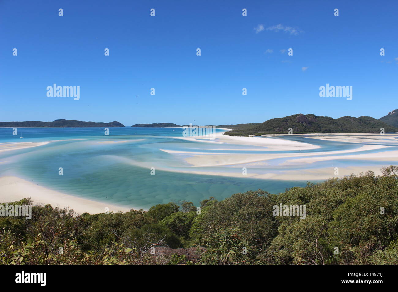 View from viewpoint on Whitehaven Beach, Whitsundays, Australia Stock Photo