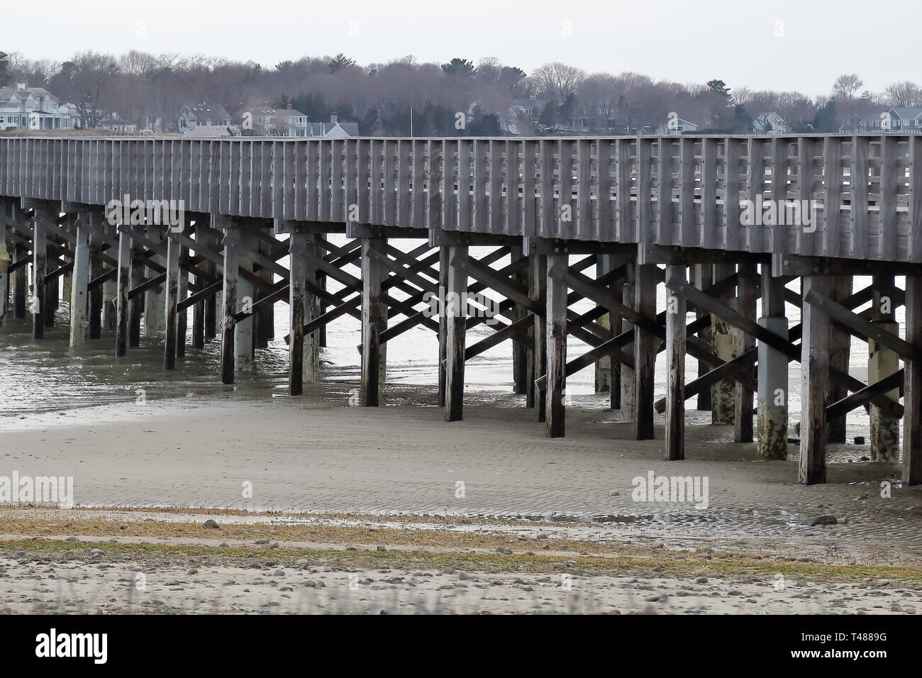 Powder Point Bridge at the dusk in Duxbury, Massachusetts Stock Photo