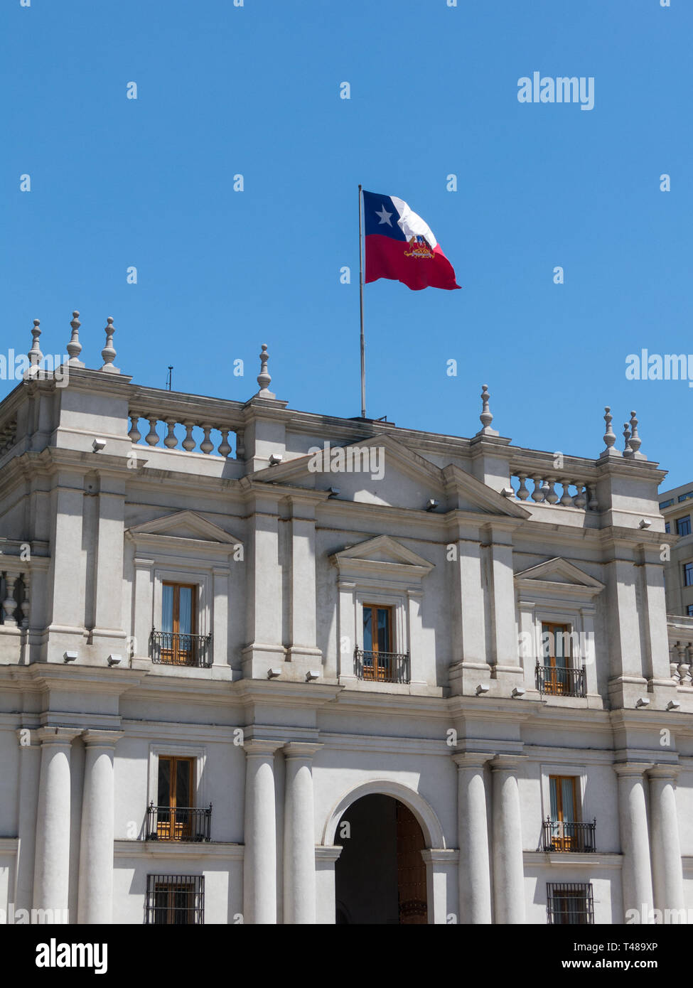 View of the presidential palace, known as La Moneda, in Santiago, Chile. This palace was bombed in the coup of 1973 Stock Photo