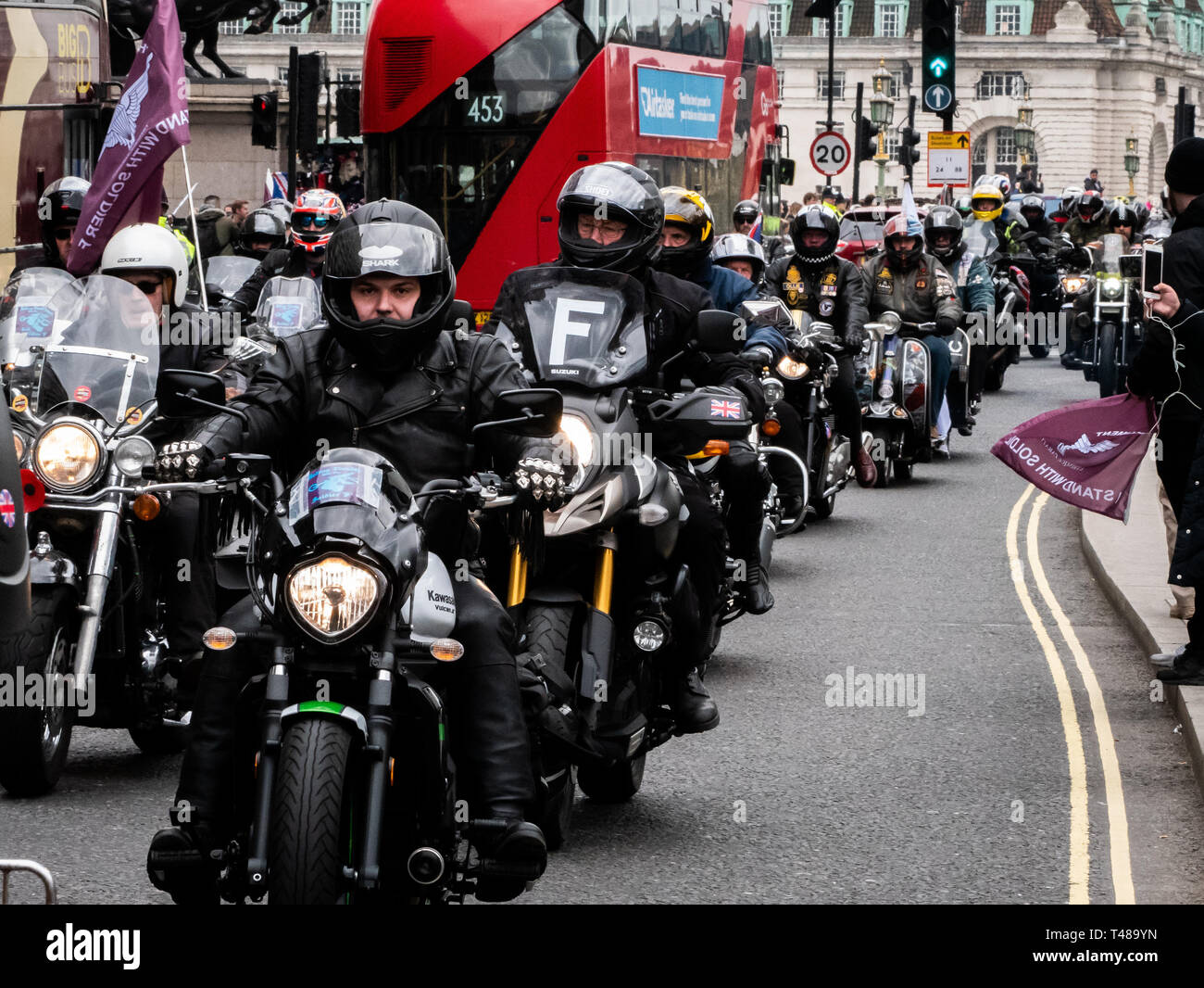 22000 motorbikes rode through London on 12th April 2019 to protest the prosecution of Soldier F for Bloody Sunday Stock Photo