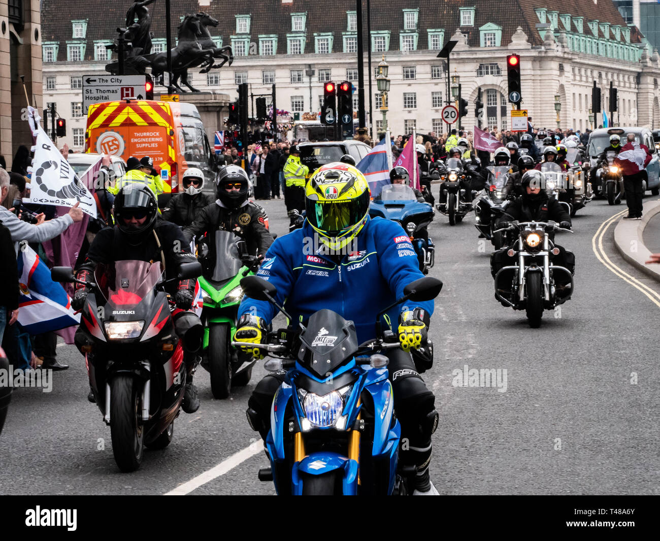 22000 motorbikes rode through London on 12th April 2019 to protest the prosecution of Soldier F for Bloody Sunday Stock Photo