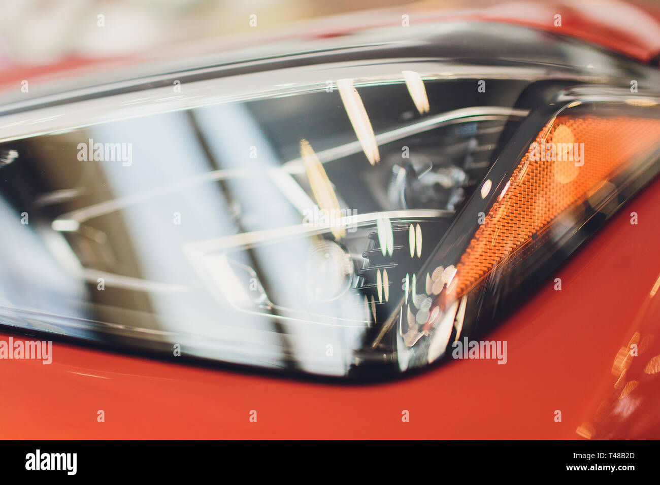 Beautiful parts of the new car. Car headlights, headlights, body lights