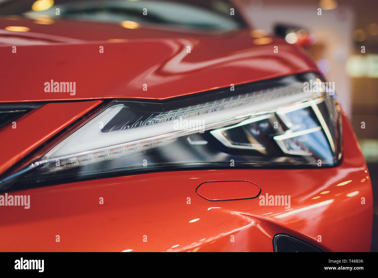Beautiful parts of the new car. Car headlights, headlights, body lights
