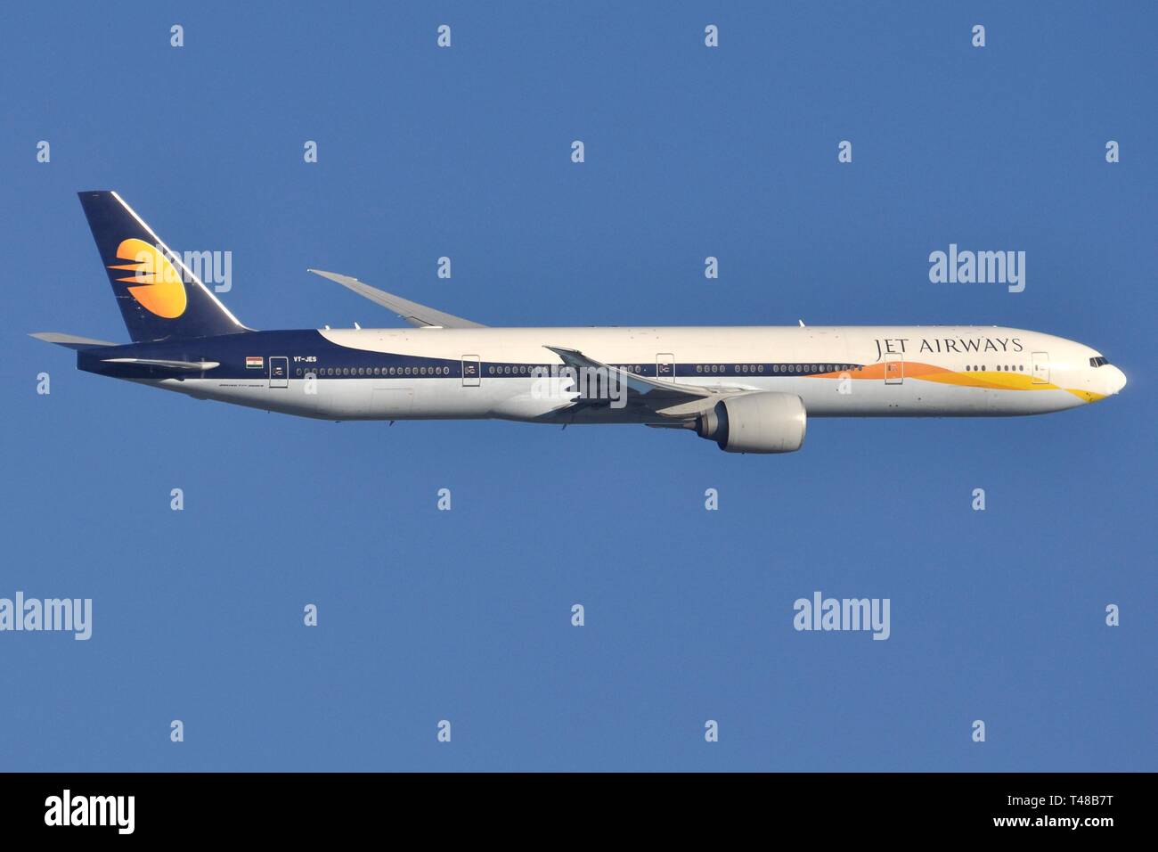 BOEING 777-300ER AIRCRAFT OF INDIA'S JET AIRWAYS Stock Photo