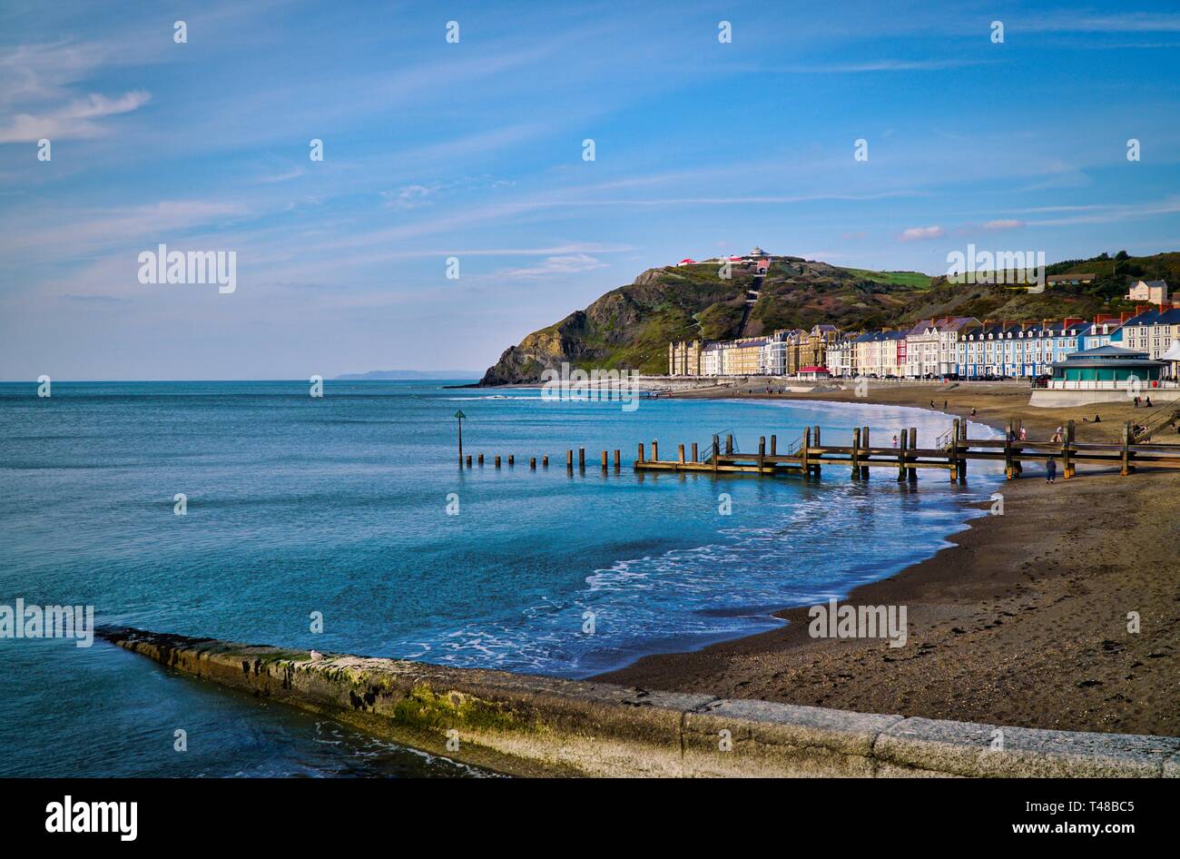Aberystwyth - Seafront Promenade - Coastal Scenery Stock Photo