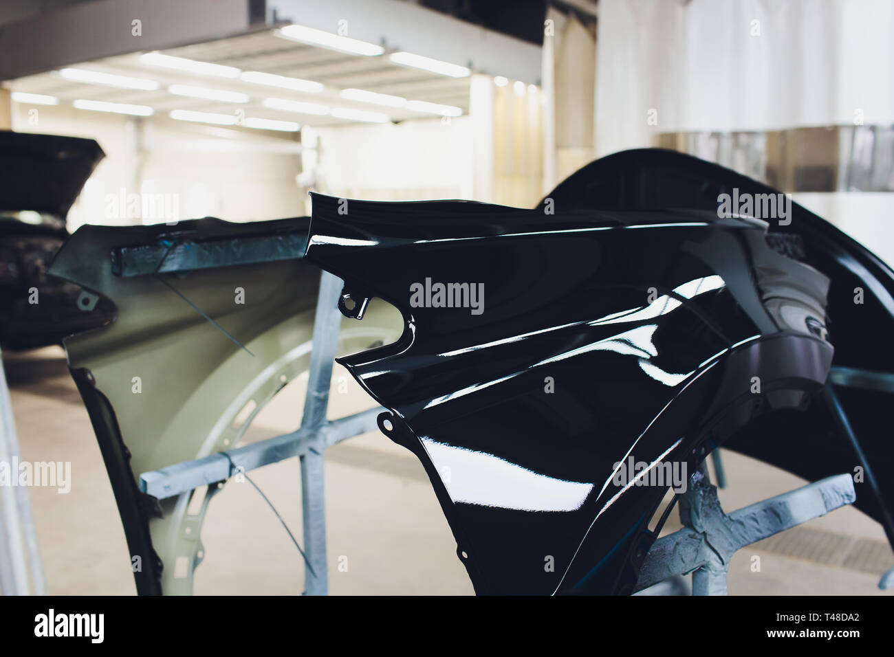 Car bumper ready to paint at the body shop Stock Photo Alamy