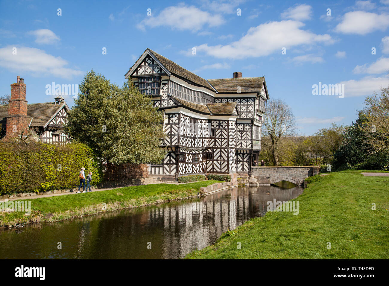 Little Moreton Hall, moated black and white half timbered Tudor manor