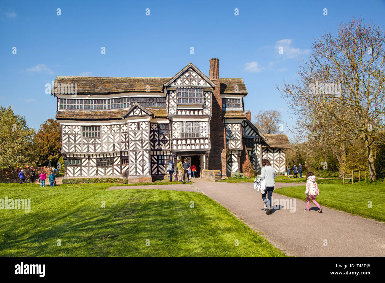 Little Moreton Hall, black and white half timbered Tudor manor house