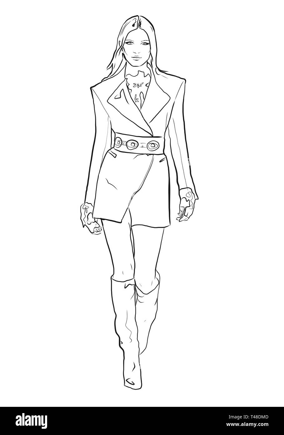 female model sketch drawing