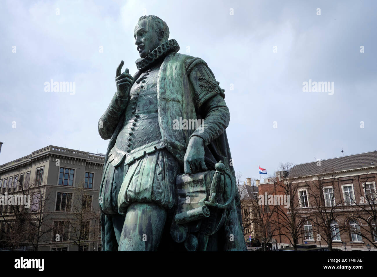 Statue of William of Orange, William I, Prince of Orange on Het Plein, (The Square) in the center of The Hague, Netherlands Stock Photo