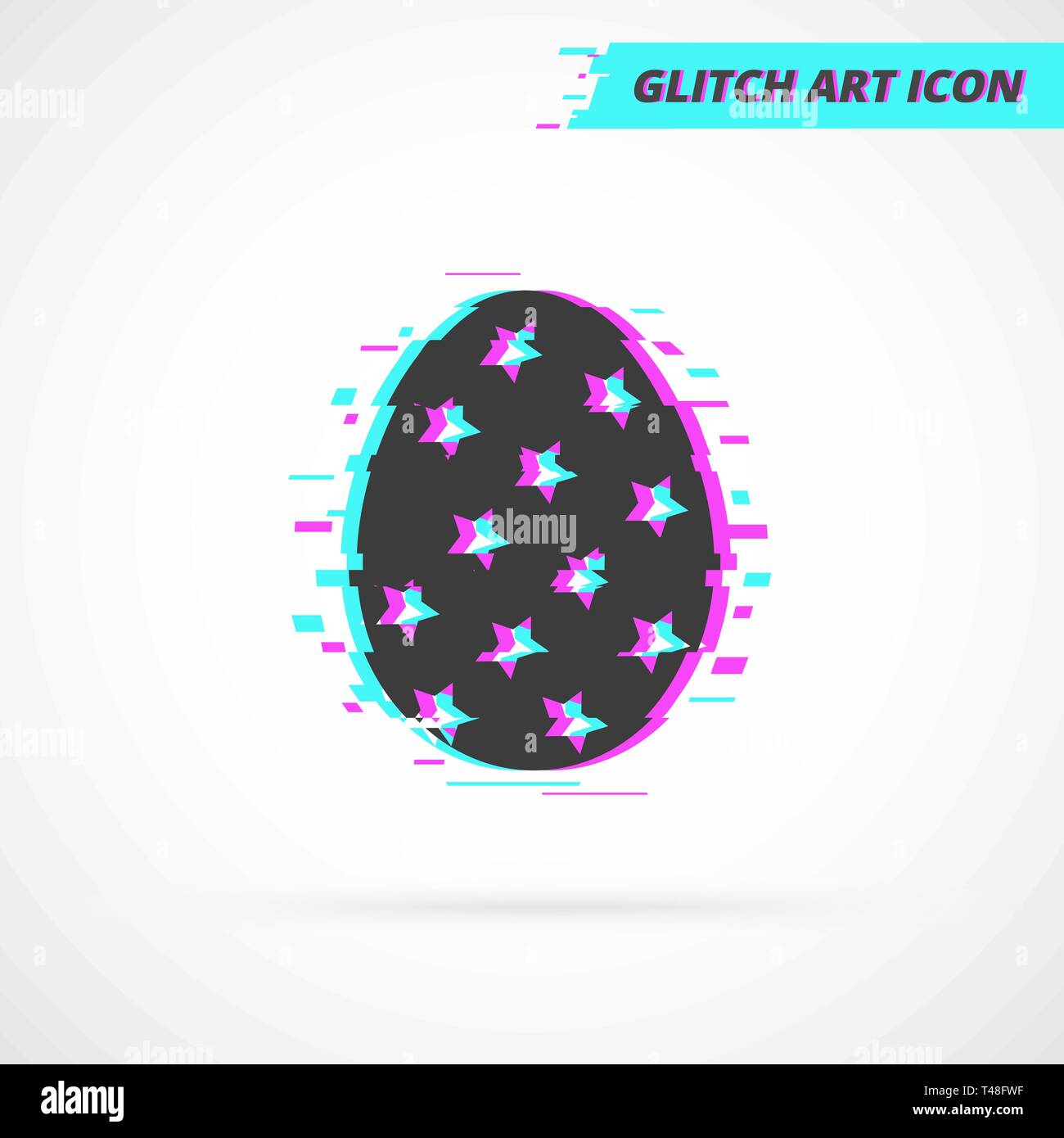 Flat Trendy Glitch Easter Egg isolated Icon. Fresh idea of Easter Design Stock Vector